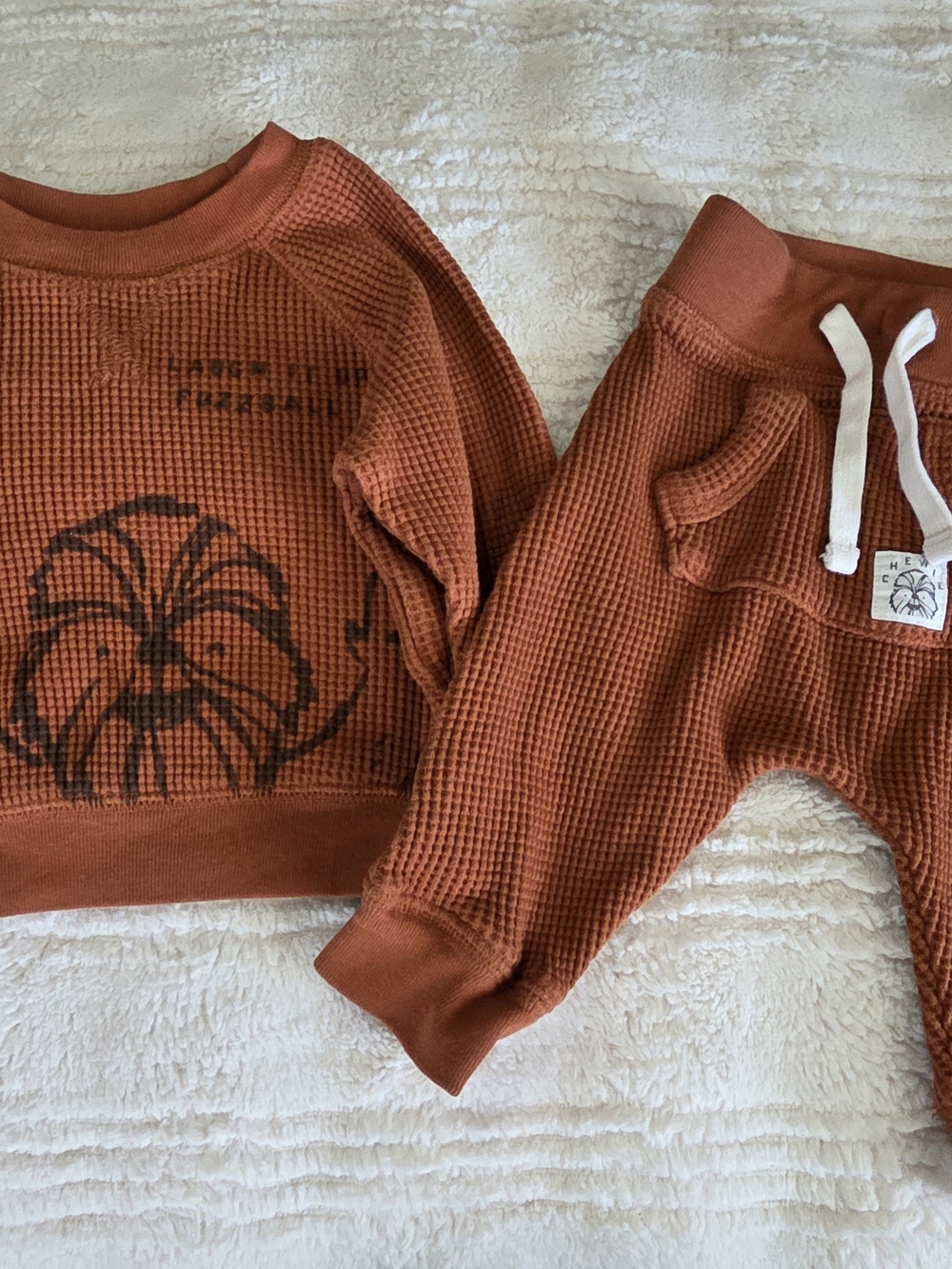 GAP Kids Waffle-Knit Sweatshirt & Joggers - Rust